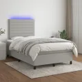 cadre de lit matelas LED gris clair 120x190 cm tissu