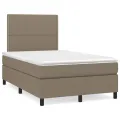 cadre de lit matelas et LED taupe 120x190 cm tissu