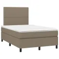 cadre de lit matelas et LED taupe 120x190 cm tissu