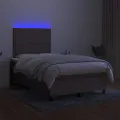 cadre de lit matelas et LED taupe 120x190 cm tissu