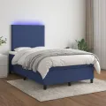 cadre de lit matelas et LED bleu 120x190 cm tissu