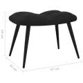 Chaise de relaxation avec repose-pied Noir Velours