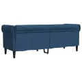 Canapé Chesterfield 3 places bleu tissu