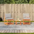 Salon de jardin 3 pcs cire marron bois de pin massif