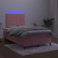 cadre de lit et matelas LED rose 120x190 cm velours