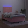 cadre de lit et matelas LED rose 120x190 cm velours