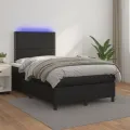 cadre de lit matelas LED noir 120x190 cm similicuir