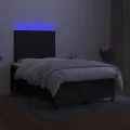 cadre de lit matelas et LED noir 120x190 cm tissu