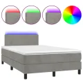 cadre de lit avec matelas LED gris clair 120x190 cm