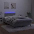 cadre de lit avec matelas LED gris clair 120x190 cm