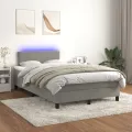 cadre de lit avec matelas LED gris clair 120x190 cm