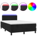 cadre de lit et matelas LED noir 120x190 cm velours