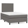 cadre de lit matelas LED gris 120x190 cm similicuir