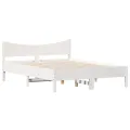 Cadre de lit blanc 140x200 cm bois de pin massif
