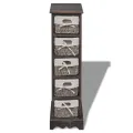 Étagère de rangement en bois 5 paniers en tissage Marron