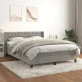 cadre de lit et matelas Gris clair 140x190cm Velours