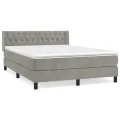 cadre de lit et matelas Gris clair 140x190cm Velours