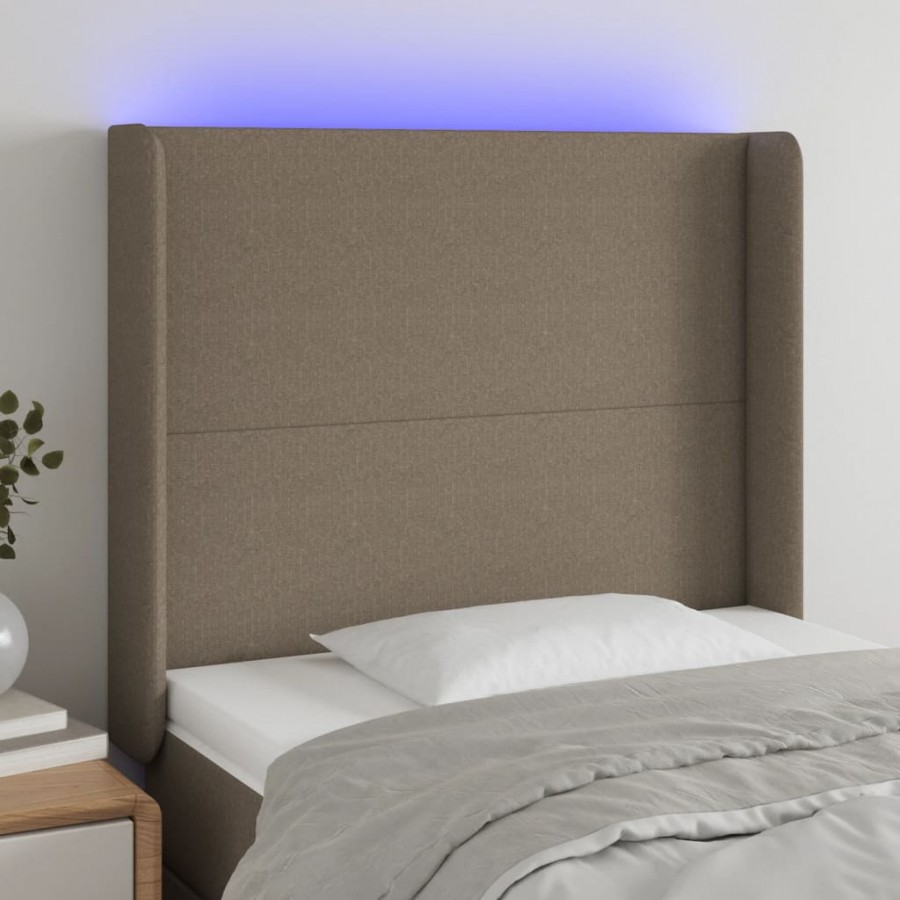 Tête de lit à LED Taupe 83x16x118/128 cm Tissu