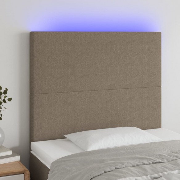 Tête de lit à LED Taupe 80x5x118/128 cm Tissu