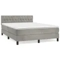 cadre de lit et matelas Gris clair 140x190cm Velours