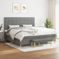 cadre de lit avec matelas Gris foncé 200x200cm Tissu