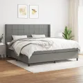 cadre de lit avec matelas Gris foncé 200x200cm Tissu