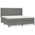 cadre de lit avec matelas Gris foncé 200x200cm Tissu