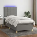 cadre de lit et matelas et LED Gris foncé 100x200 cm