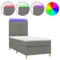 cadre de lit et matelas et LED Gris foncé 100x200 cm