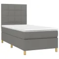 cadre de lit et matelas et LED Gris foncé 100x200 cm