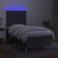 cadre de lit et matelas et LED Gris foncé 100x200 cm