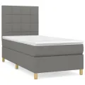 cadre de lit avec matelas Gris foncé 100x200cm Tissu