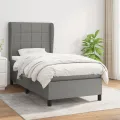 cadre de lit avec matelas Gris foncé 100x200cm Tissu
