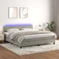 cadre de lit avec matelas LED Gris clair 160x200 cm
