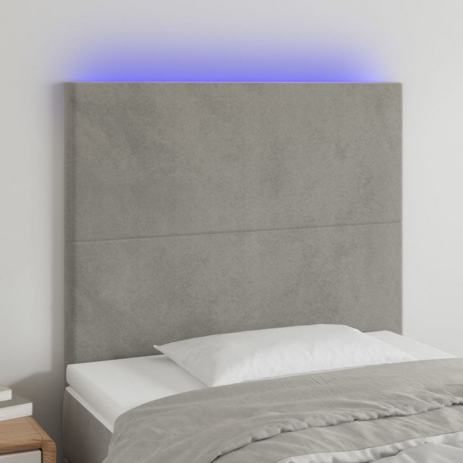 Tête de lit à LED Gris clair 80x5x118/128 cm Velours