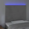 Tête de lit à LED Gris clair 80x5x118/128 cm Velours