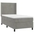 cadre de lit matelas LED Gris clair 80x200cm Velours
