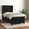 cadre de lit et matelas Noir 80x200 cm Velours