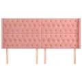 Tête de lit avec oreilles Rose 203x16x118/128 cm Velours