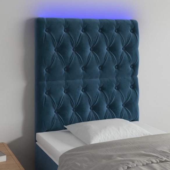 Tête de lit à LED Bleu foncé 80x7x118/128 cm Velours