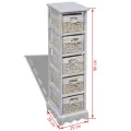 Étagère de rangement en bois 5 paniers en tissage Blanc