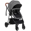 Poussette pour bébé 2-en-1 Gris clair et noir Acier