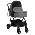 Poussette pour bébé 2-en-1 Gris clair et noir Acier