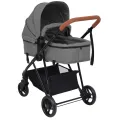 Poussette pour bébé 2-en-1 Gris clair et noir Acier