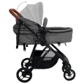 Poussette pour bébé 2-en-1 Gris clair et noir Acier