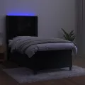 cadre de lit matelas et LED Noir 80x200cm Velours