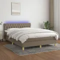 cadre de lit avec matelas LED Taupe 140x200 cm Tissu