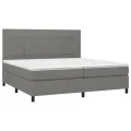 cadre de lit avec matelas Gris foncé 200x200cm Tissu