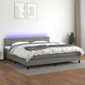 cadre de lit et matelas et LED Gris foncé 200x200 cm