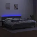 cadre de lit et matelas et LED Gris foncé 200x200 cm